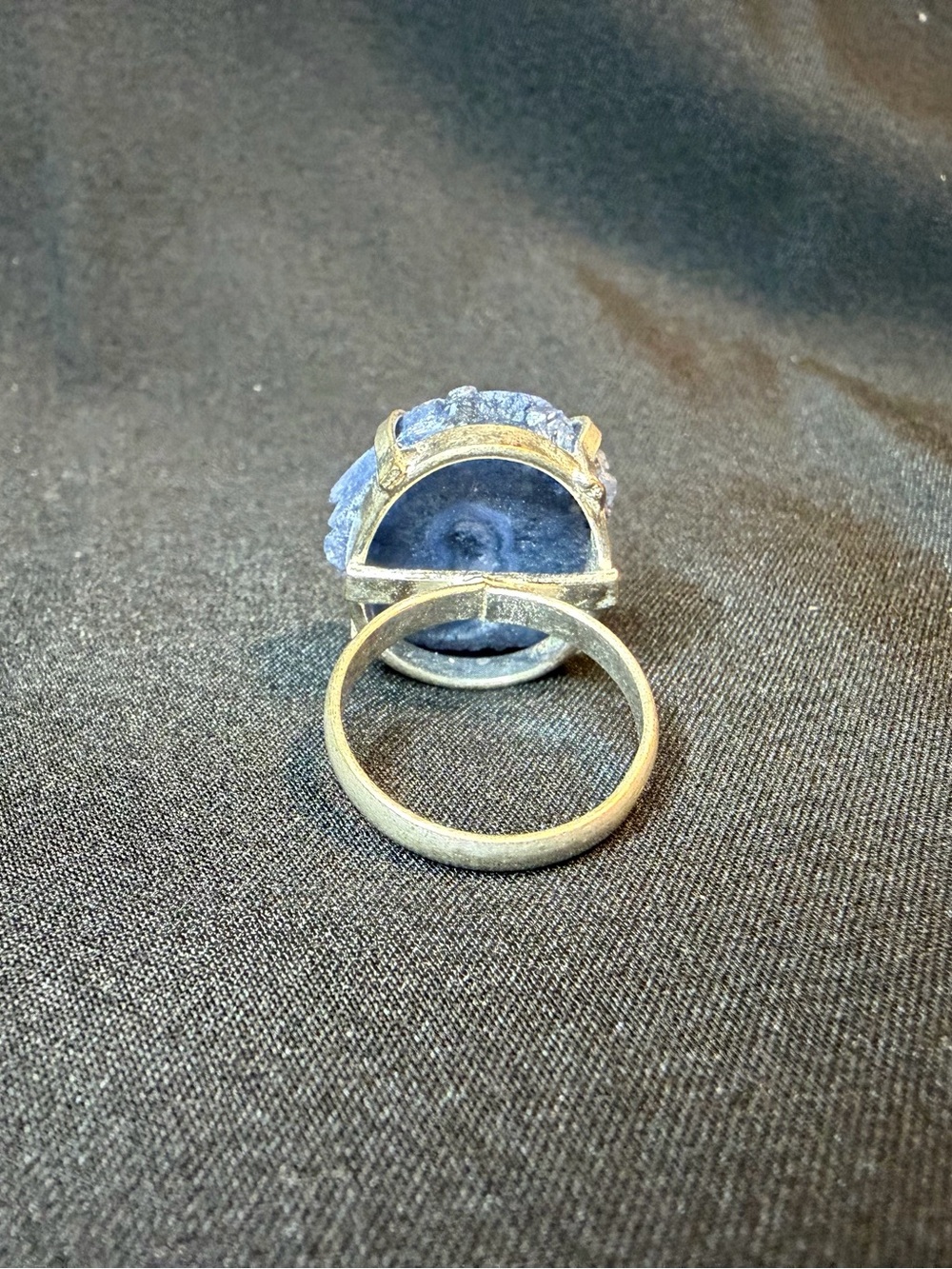 Sterling Silver Blue Solar Quartz Druzy Statement Ring Boho Artisan Size 7 - Picture 5 of 5
